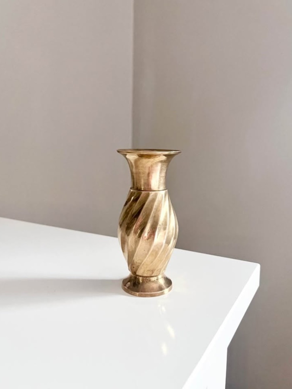 Vintage Small Brass Bud Vase Hollywood Regency Gold Tone Decor